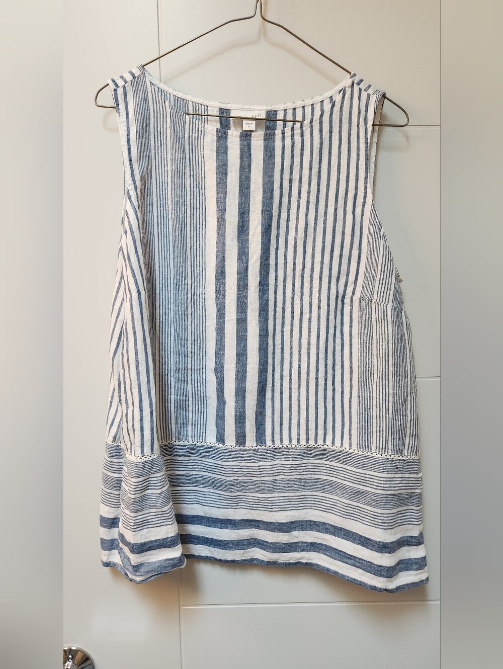J. Jill Womens Striped Linen Tank - Medium